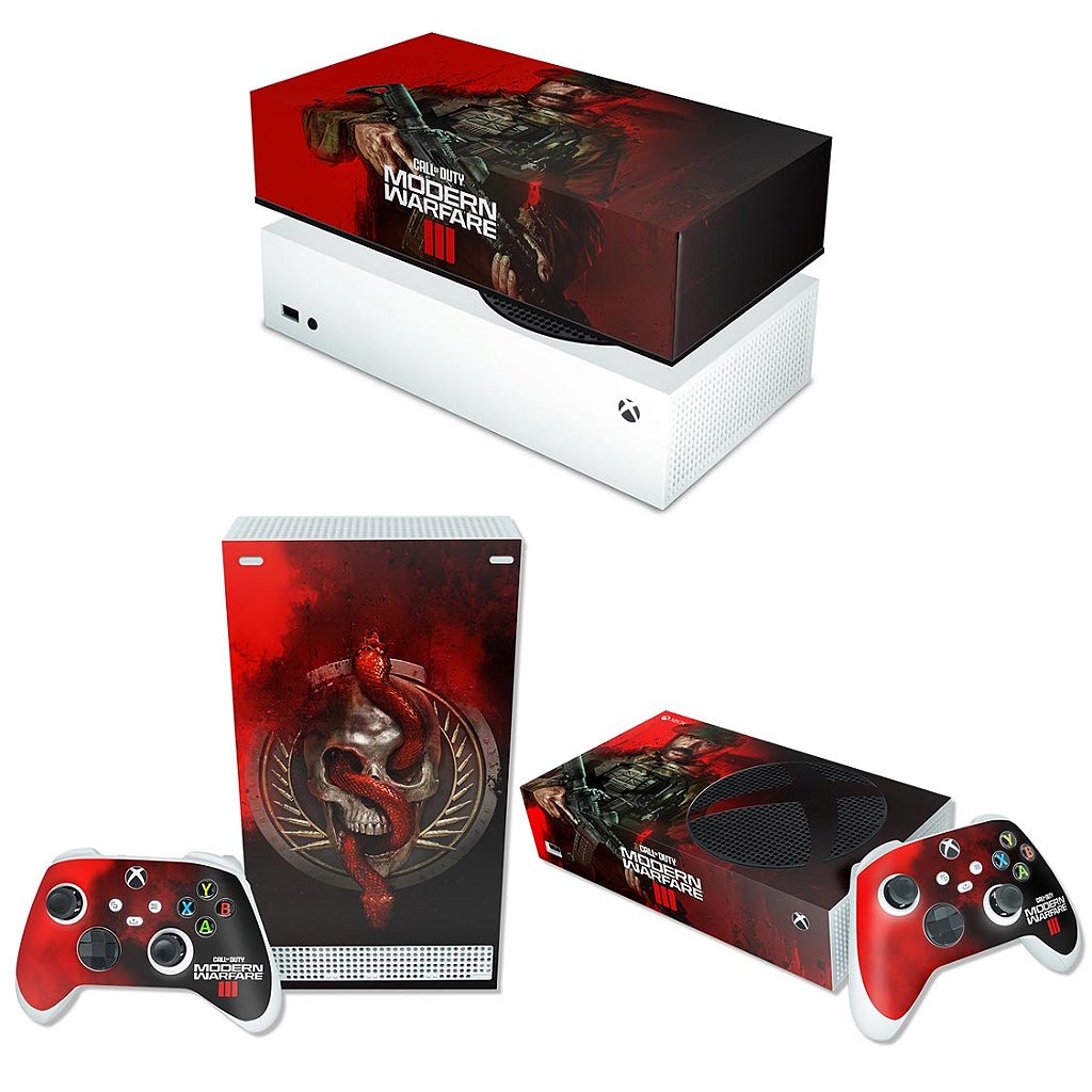 KIT Capa Anti Poeira e Skin Anti-Rage Xbox Series S Horizontal - Call Of Duty Modern Warfare III