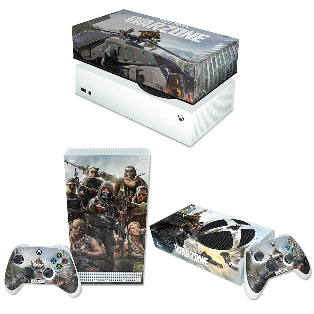 KIT Capa Anti Poeira e Skin Anti-Rage Xbox Series S Horizontal - Call of Duty Warzone