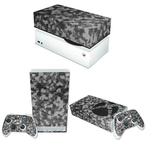 KIT Capa Anti Poeira e Skin Anti-Rage Xbox Series S Horizontal - Camuflado Cinza