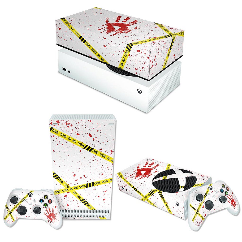 KIT Capa Anti Poeira e Skin Anti-Rage Xbox Series S Horizontal - Cena De Crime Scene