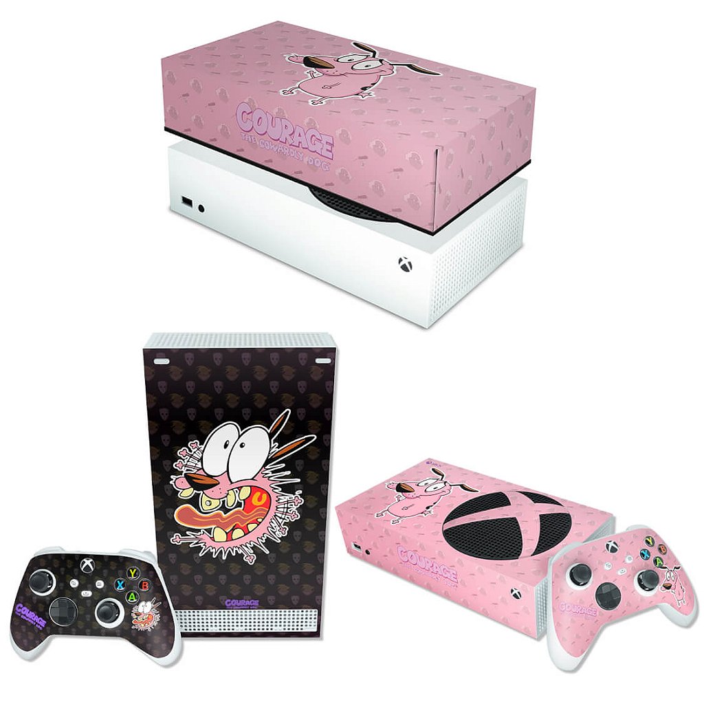 KIT Capa Anti Poeira e Skin Anti-Rage Xbox Series S Horizontal - Coragem: O Cão Covarde