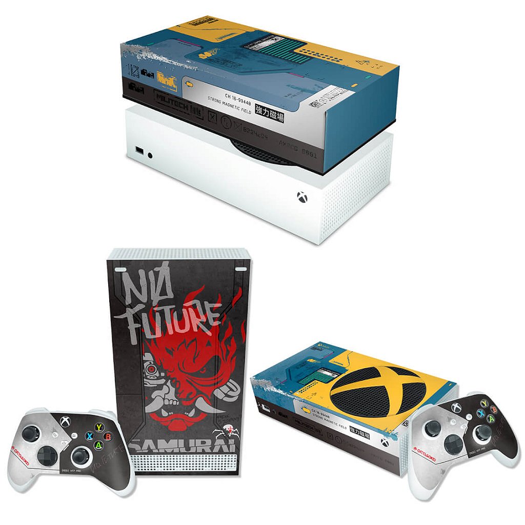 KIT Capa Anti Poeira e Skin Anti-Rage Xbox Series S Horizontal - Cyberpunk 2077 Bundle