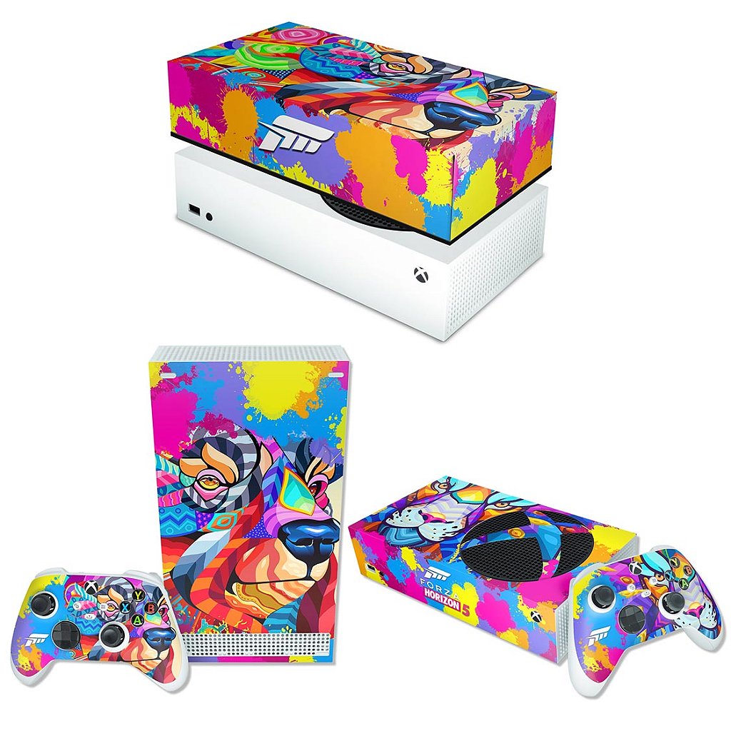 KIT Xbox Series S Skin Anti-Rage e Capa Anti Poeira Horizontal - Forza Horizon 5