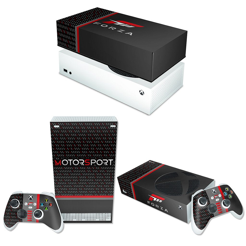 KIT Capa Anti Poeira e Skin Anti-Rage Xbox Series S Horizontal - Forza Motorsport