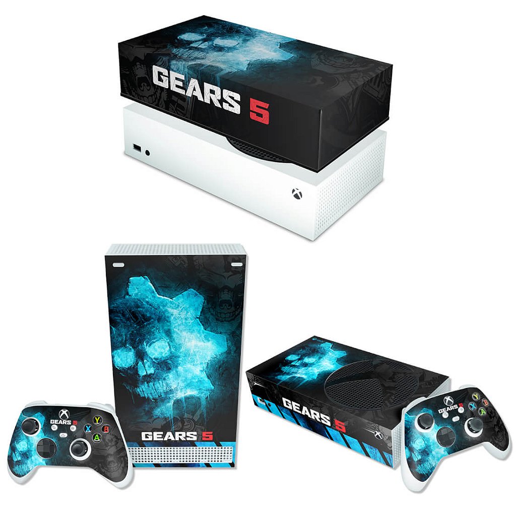 KIT Capa Anti Poeira e Skin Anti-Rage Xbox Series S Horizontal - Gears 5