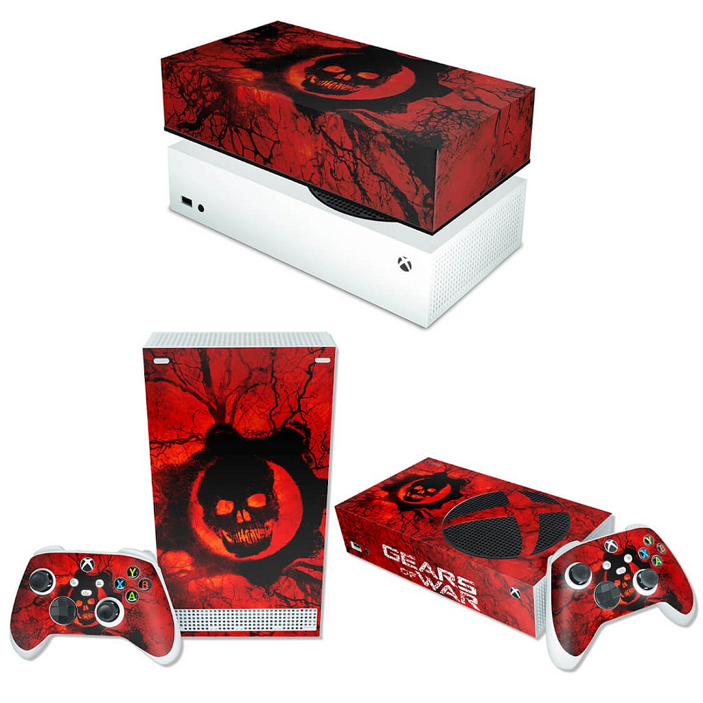 KIT Capa Anti Poeira e Skin Anti-Rage Xbox Series S Horizontal - Gears of War - Skull