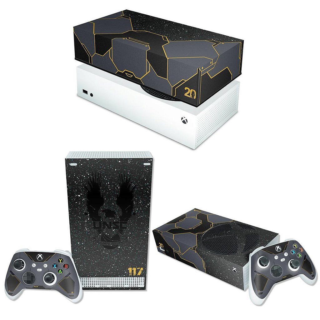 KIT Capa Anti Poeira e Skin Anti-Rage Xbox Series S Horizontal - Halo Infinite Bundle