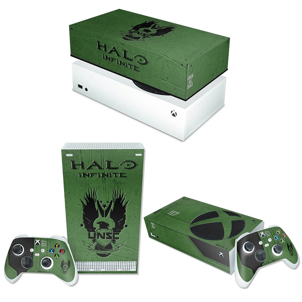 KIT Xbox Series S Skin Anti-Rage e Capa Anti Poeira Horizontal - Halo Infinite