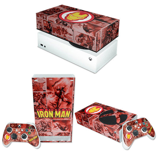 KIT Capa Anti Poeira e Skin Anti-Rage Xbox Series S Horizontal - Homem De Ferro Comics