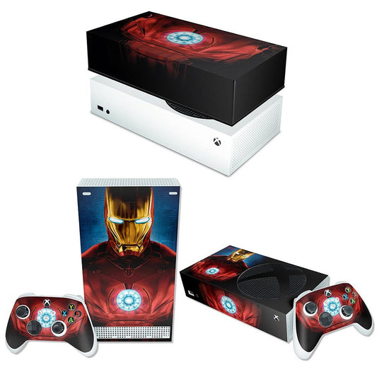 KIT Xbox Series S Skin Anti-Rage e Capa Anti Poeira Horizontal - Iron Man Homem De Ferro