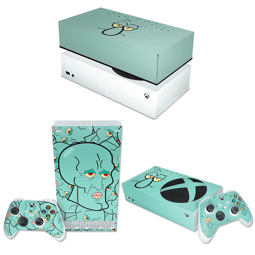 KIT Capa Anti Poeira e Skin Anti-Rage Xbox Series S Horizontal - Lula Molusco Bob Esponja