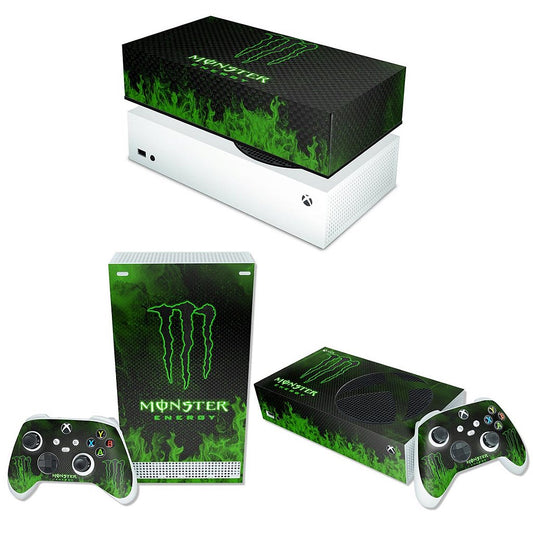 KIT Xbox Series S Skin Anti-Rage e Capa Anti Poeira Horizontal - Monster Energy Drink