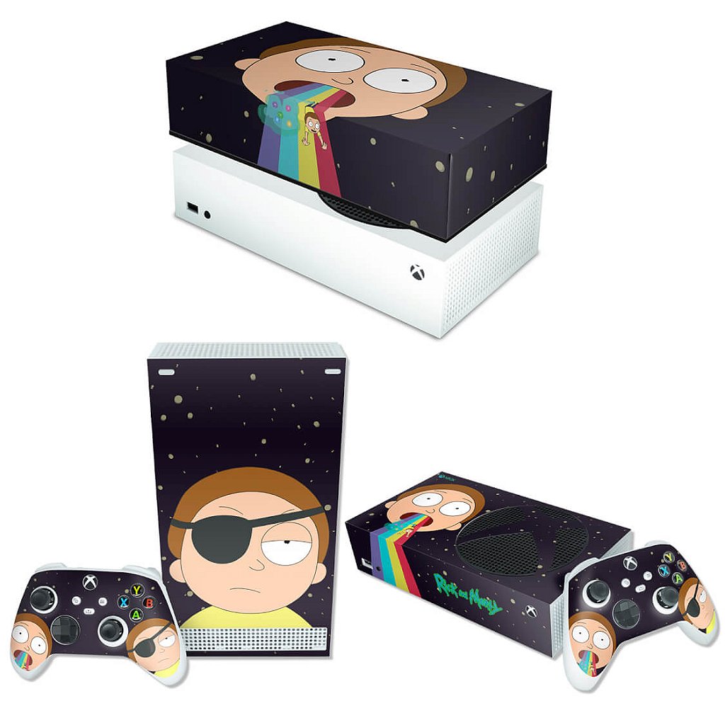 KIT Capa Anti Poeira e Skin Anti-Rage Xbox Series S Horizontal - Morty Rick And Morty