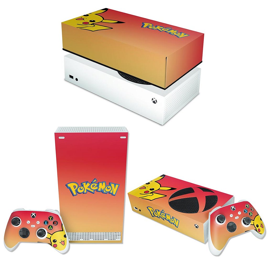 KIT Capa Anti Poeira e Skin Anti-Rage Xbox Series S Horizontal - Pokemon Pikachu