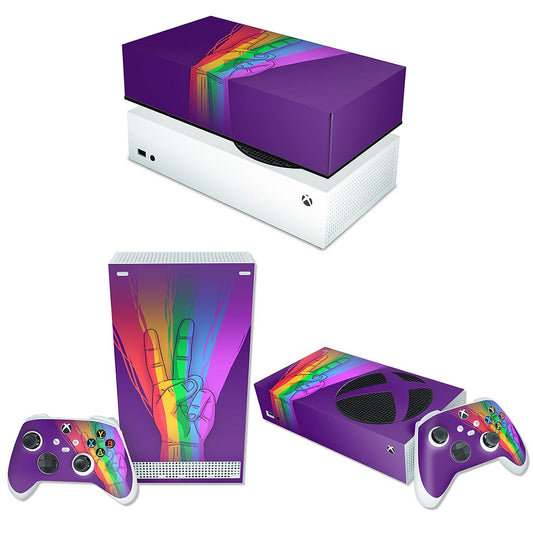 KIT Xbox Series S Skin Anti-Rage e Capa Anti Poeira Horizontal - Rainbow Colors Colorido