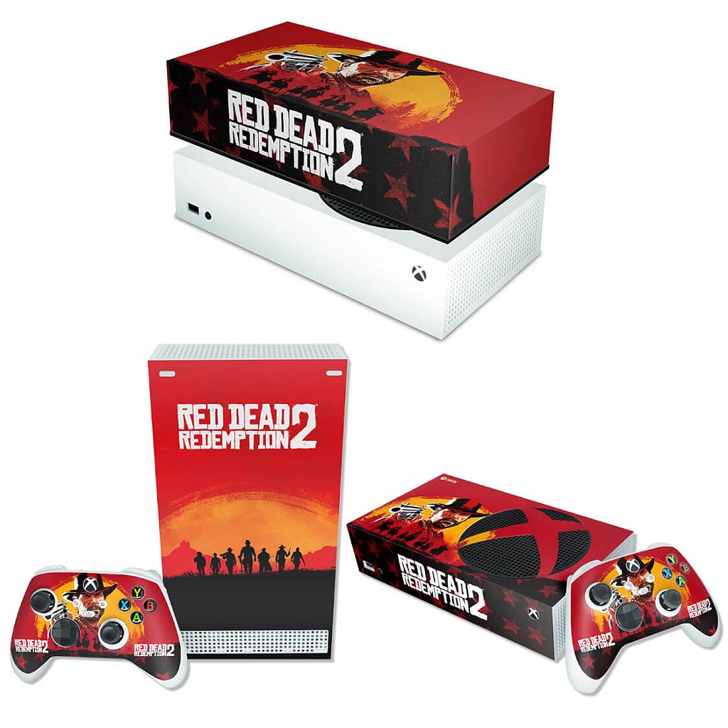 KIT Capa Anti Poeira e Skin Anti-Rage Xbox Series S Horizontal - Red Dead Redemption 2