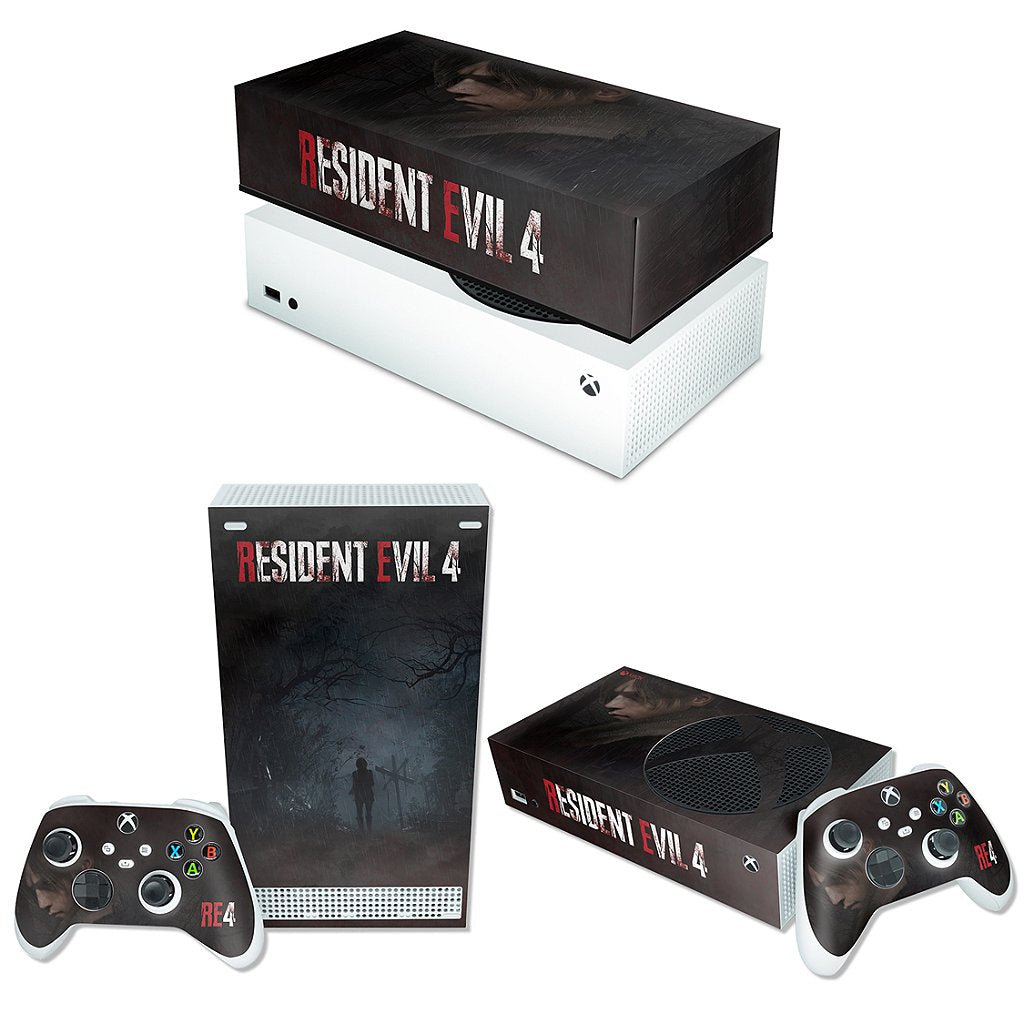 KIT Capa Anti Poeira e Skin Anti-Rage Xbox Series S Horizontal - Resident Evil 4 Remake