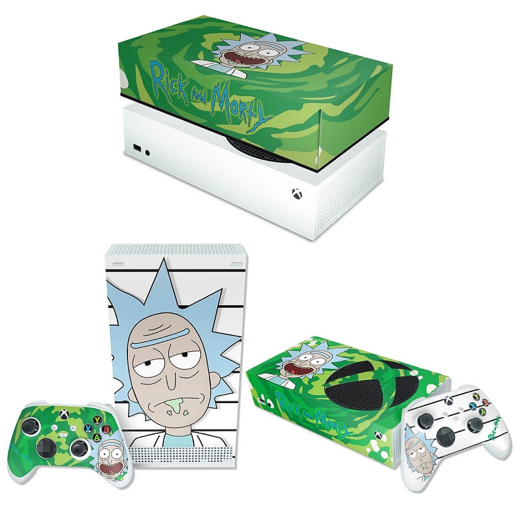 KIT Capa Anti Poeira e Skin Anti-Rage Xbox Series S Horizontal - Rick And Morty