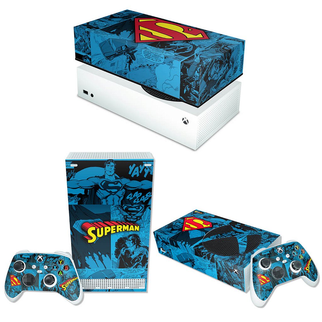 KIT Capa Anti Poeira e Skin Anti-Rage Xbox Series S Horizontal - Superman Comics