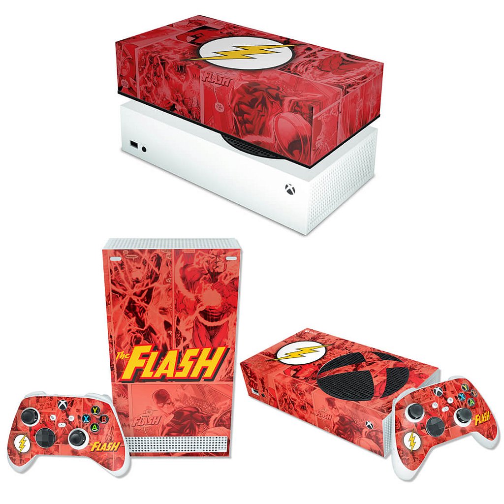 KIT Capa Anti Poeira e Skin Anti-Rage Xbox Series S Horizontal - The Flash Comics