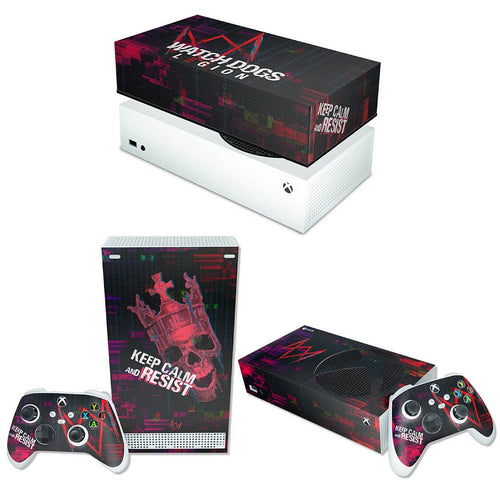 KIT Capa Anti Poeira e Skin Anti-Rage Xbox Series S Horizontal - Watch Dogs Legion