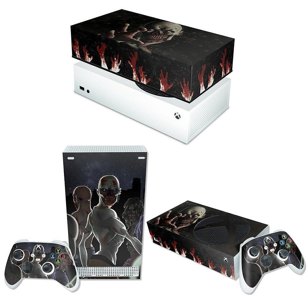 KIT Xbox Series S Skin Anti-Rage e Capa Anti Poeira Horizontal - Zombie Zumbi The Walking
