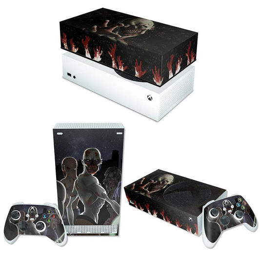 KIT Xbox Series S Skin Anti-Rage e Capa Anti Poeira Horizontal - Zombie Zumbi The Walking