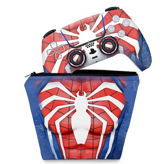 KIT Capa Case e Skin Anti-Rage PS5 Controle - Spider-Man Homem Aranha 2