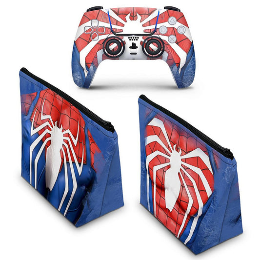 KIT Capa Case e Skin Anti-Rage PS5 Controle - Spider-Man Homem Aranha 2