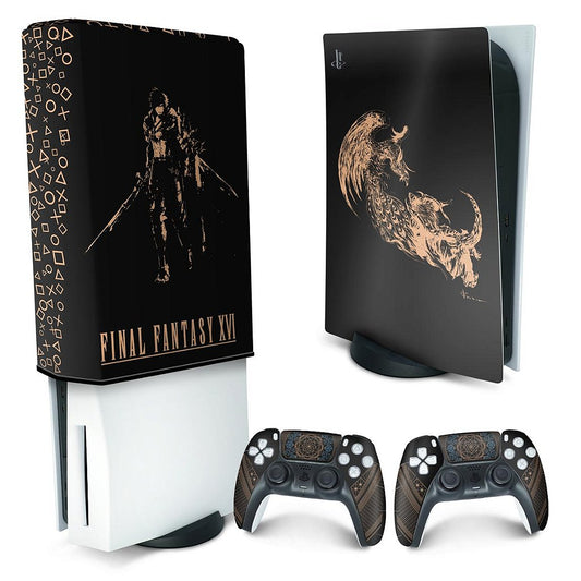 KIT Capa Anti Poeira e Skin Anti-Rage PS5 Fat Vertical - Final Fantasy XVI Edition