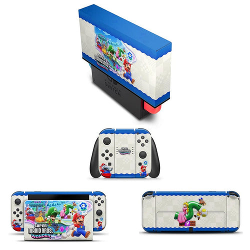 KIT Capa Anti Poeira e Skin Anti-Rage Nintendo Switch 1 Oled - Super Mario Bros. Wonder