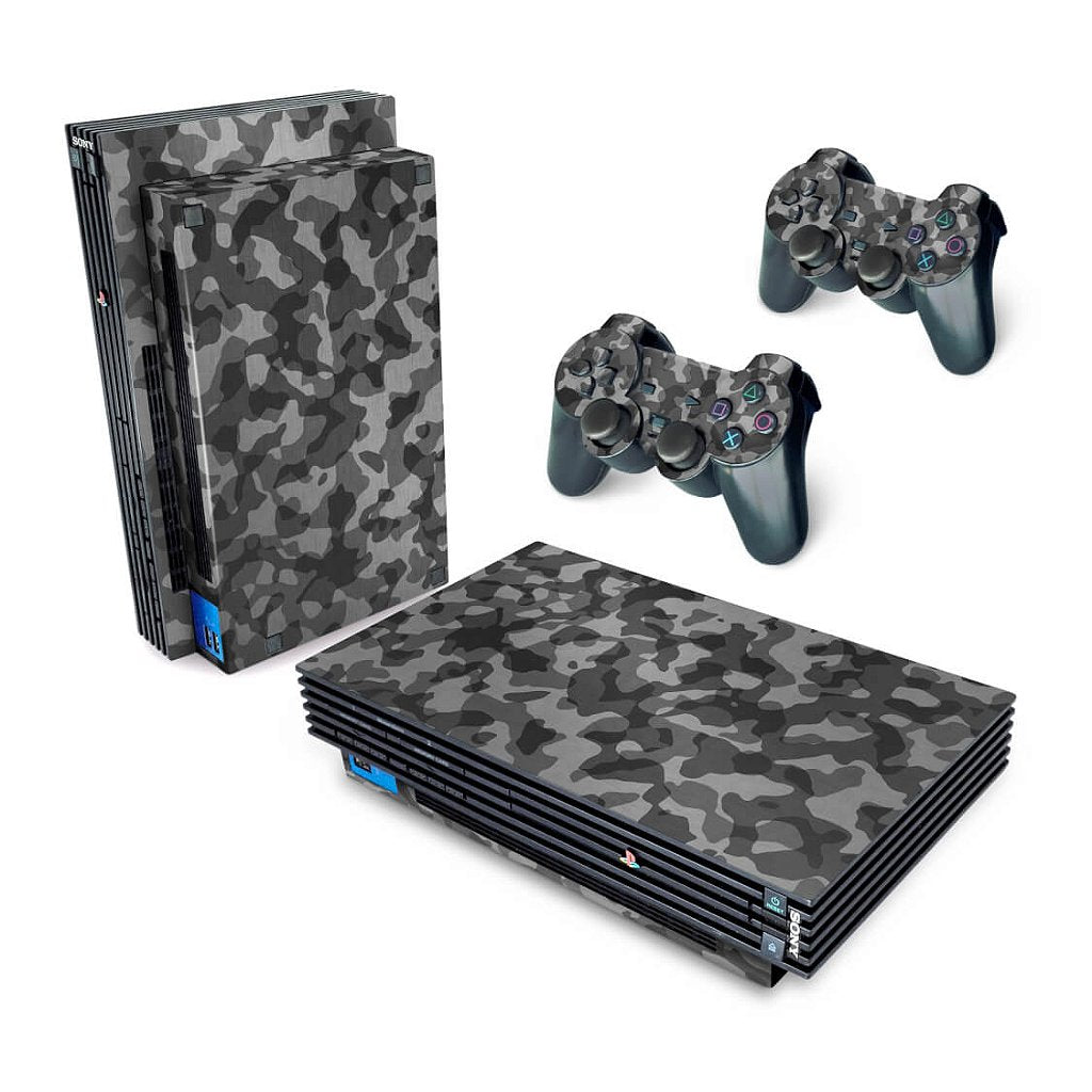 PS2 Fat Skin - Camuflada Cinza