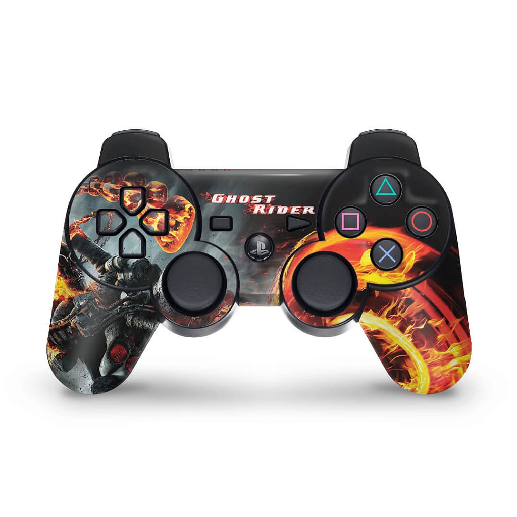 PS3 Controle Skin - Ghost Rider Motoqueiro #b