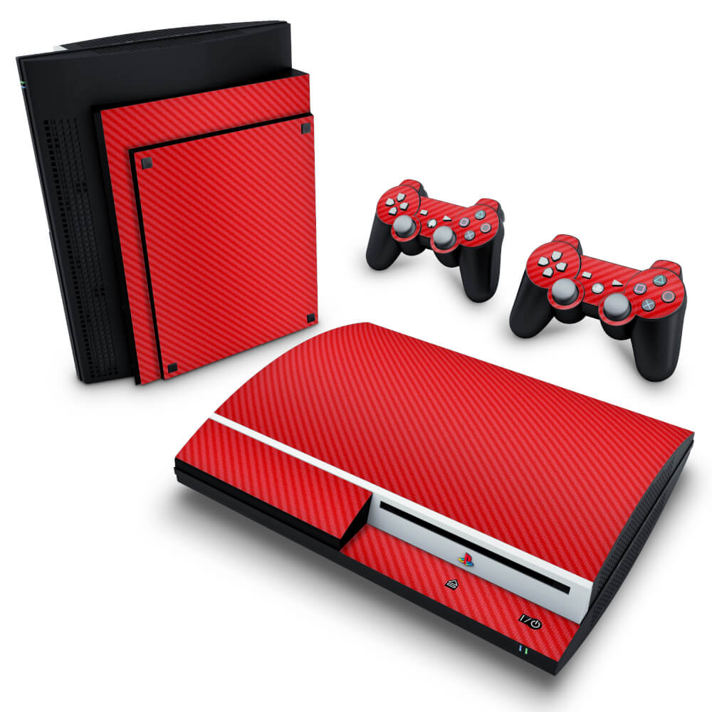 Skin Anti-Rage PS3 Fat - Fibra de Carbono Vermelho