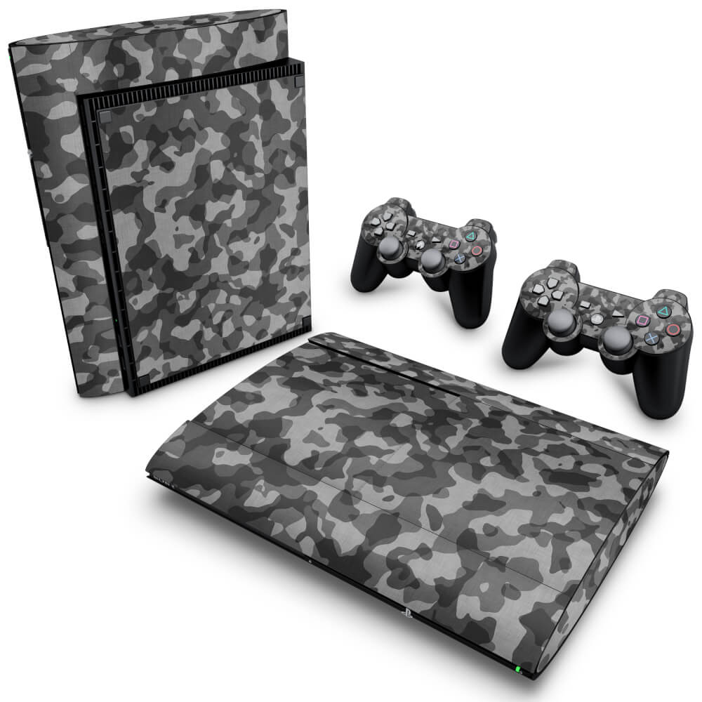 PS3 Super Slim Skin - Camuflado Cinza