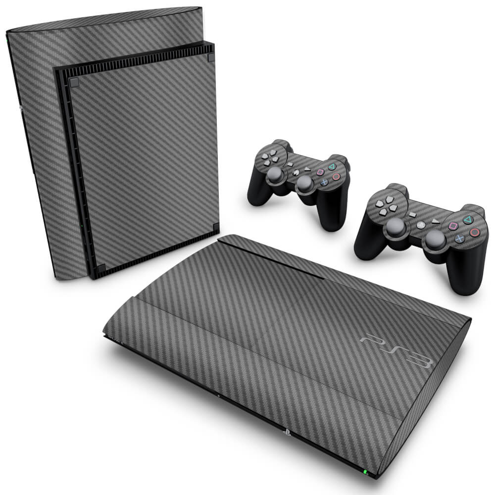 Skin Anti-Rage PS3 Super Slim - Fibra de Carbono Cinza Grafite