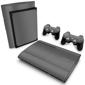 Skin Anti-Rage PS3 Super Slim - Fibra de Carbono Cinza Grafite