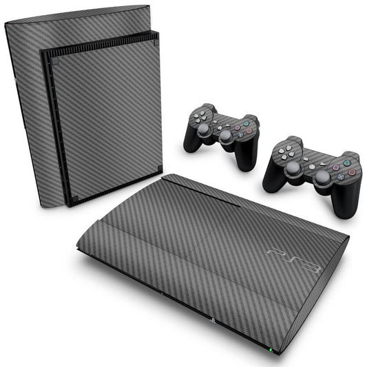 PS3 Super Slim Skin - Fibra de Carbono Cinza Grafite