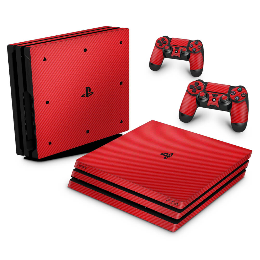 Skin Anti-Rage PS4 Pro - Fibra de Carbono Vermelho