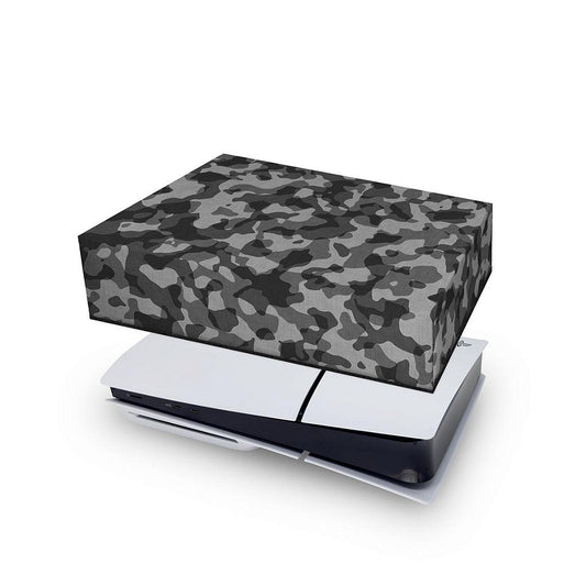 PS5 Slim Capa Anti Poeira Horizontal - Camuflado Cinza