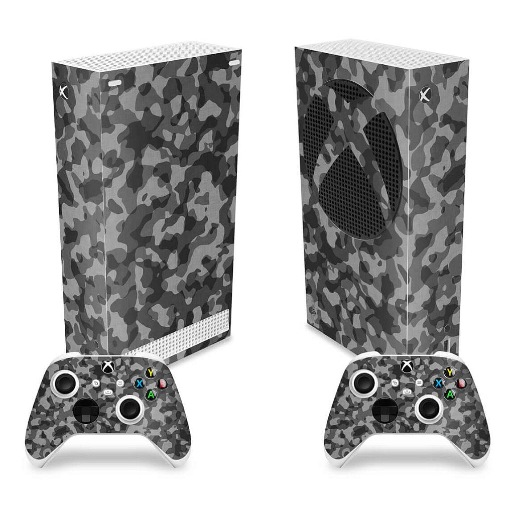 Skin Anti-Rage Xbox Series S Vertical - Camuflado Cinza