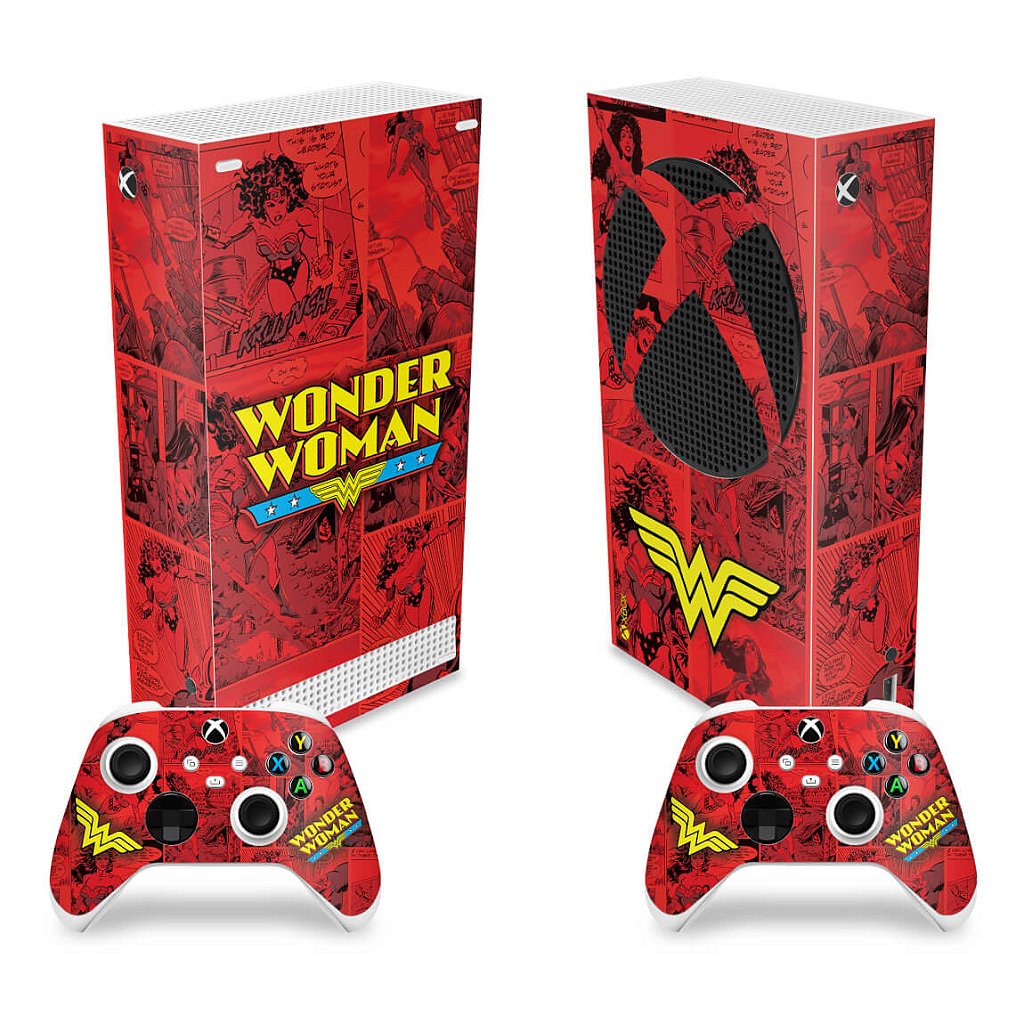 Skin Anti-Rage Xbox Series S Vertical - Mulher Maravilha Comics