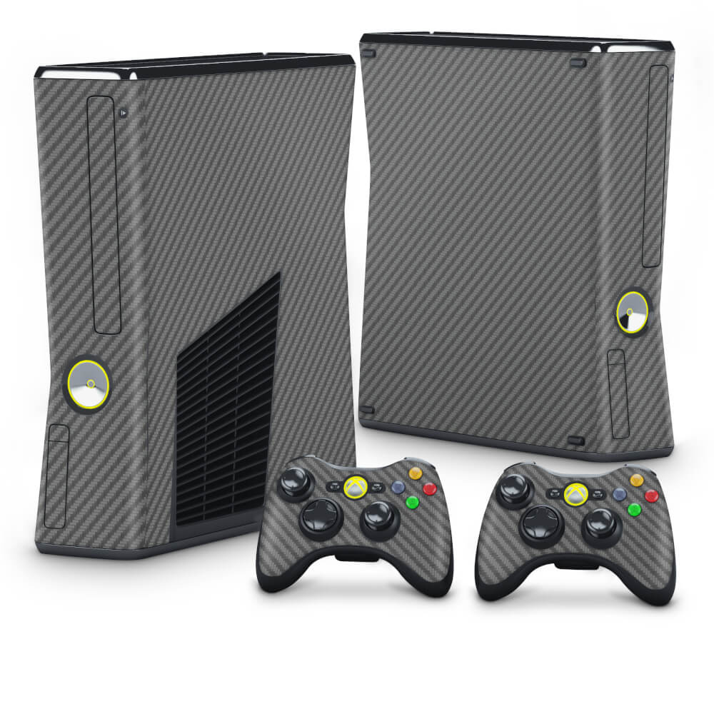 Skin Anti-Rage Xbox 360 Slim - Fibra de Carbono Cinza Grafite