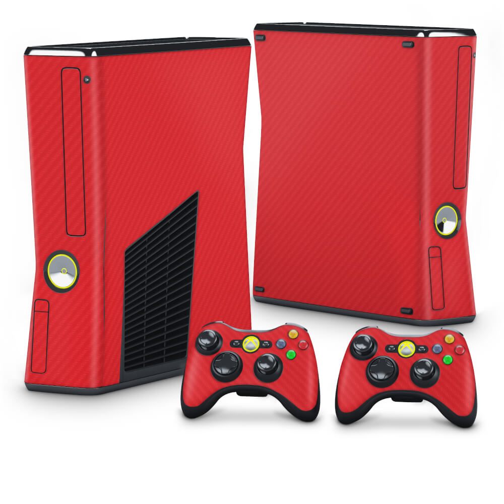 Skin Anti-Rage Xbox 360 Slim - Fibra de Carbono Vermelho