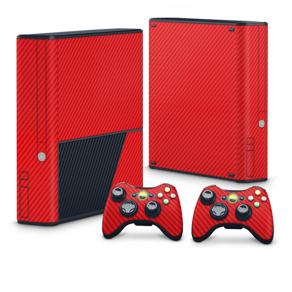 Skin Anti-Rage Xbox 360 Super Slim - Fibra de Carbono Vermelho