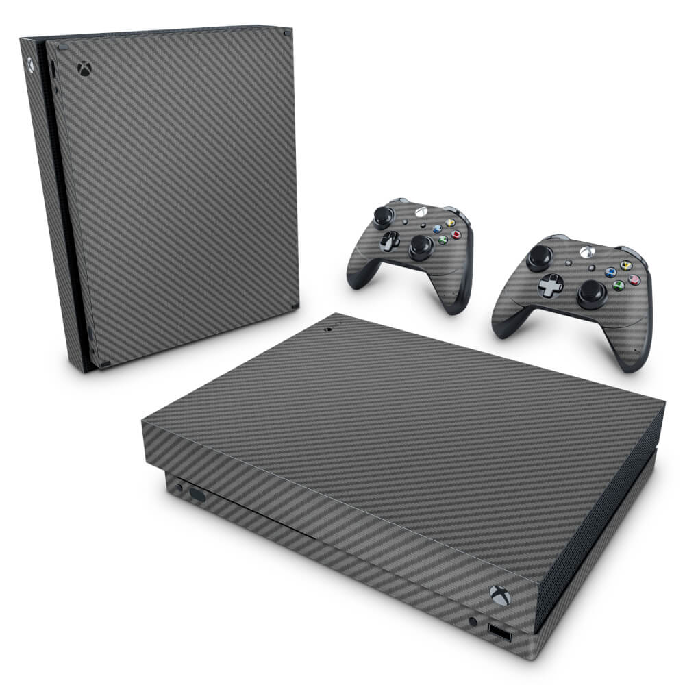 Skin Anti-Rage Xbox One X - Fibra de Carbono Cinza Grafite