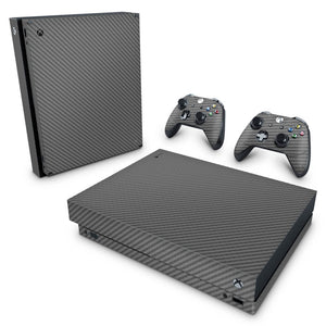 Skin Anti-Rage Xbox One X - Fibra de Carbono Cinza Grafite