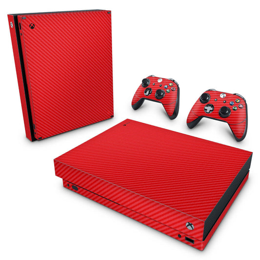Skin Anti-Rage Xbox One X - Fibra de Carbono Vermelho