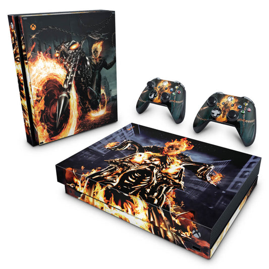 Skin Anti-Rage Xbox One X - Ghost Rider - Motoqueiro Fantasma #A