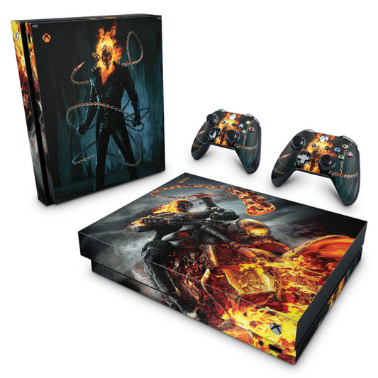 Skin Anti-Rage Xbox One X - Ghost Rider - Motoqueiro Fantasma #B